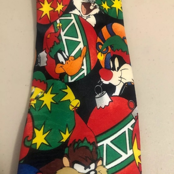 Vintage Looney Tunes Mania 1996 Christmas Tie - Picture 4 of 8
